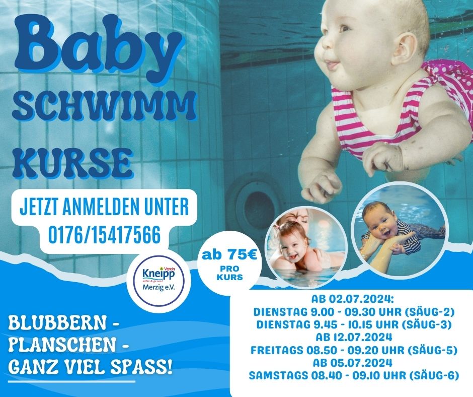 Read more about the article Neue Staffel der Babyschwimmkurse ab 02.07.2024